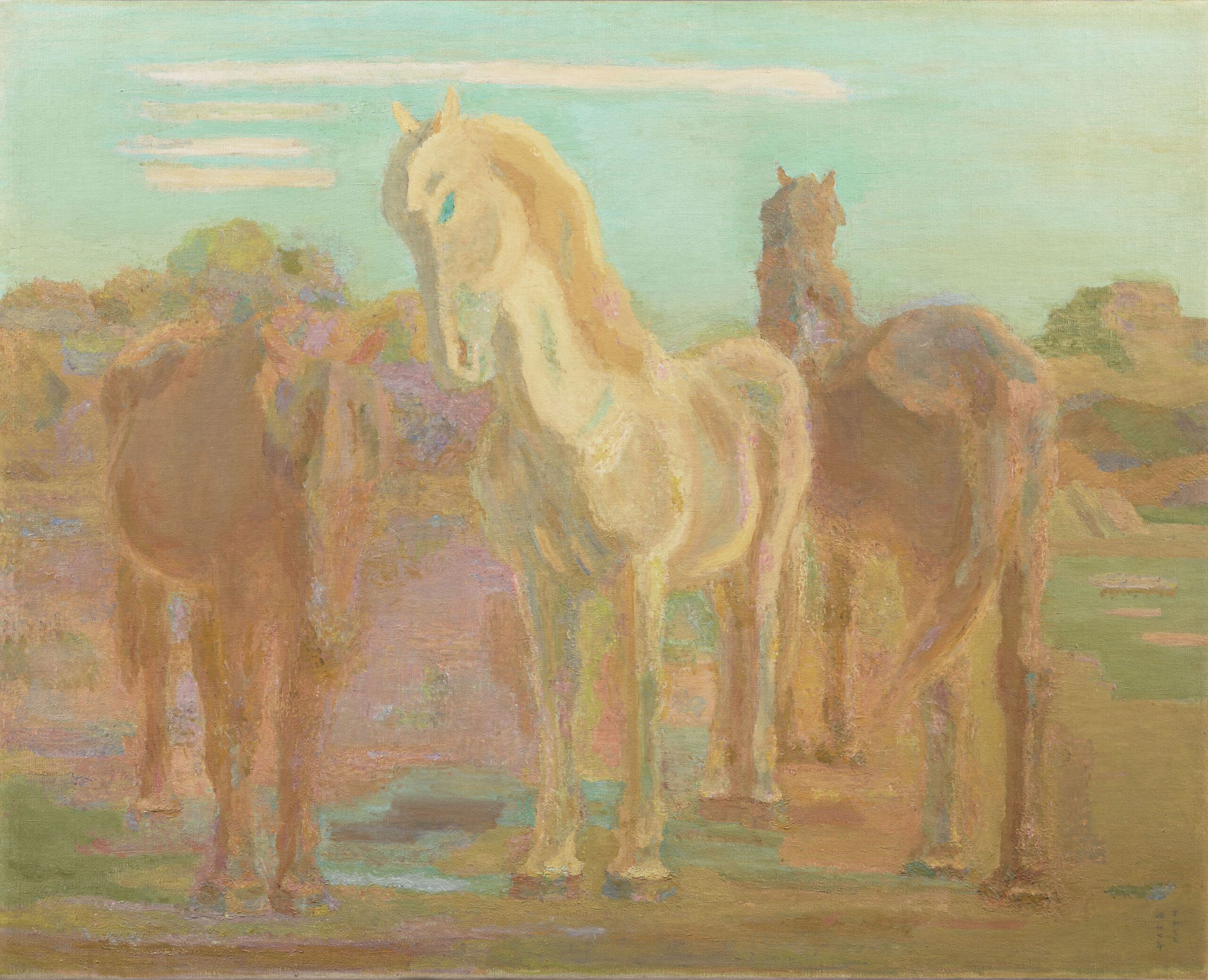 坂本繁二郎《放牧三馬》1932年　石橋財団アーティゾン美術館蔵