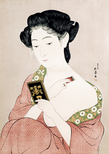 《化粧の女》 1918年　木版、紙　鹿児島市立美術館