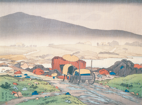  《耶馬渓（銀線）》 1918年　木版、紙　鹿児島市立美術館